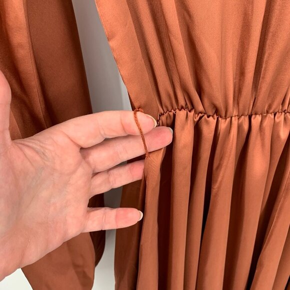 Michael Costello Eric gown maxi long dress silky bronze orange NO BELT new Small - Picture 6 of 7